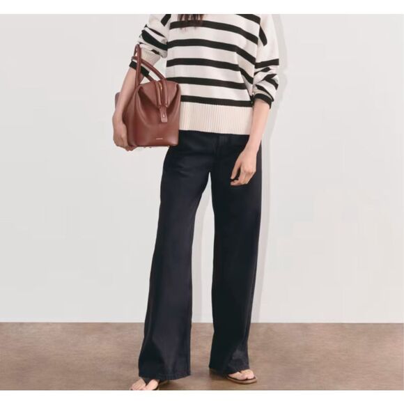 NWT Everlane Black Ink Wash Wide Leg Flared The Baggy Jeans 28 - Picture 15 of 15